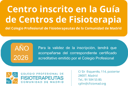 Punto Fisio, centro inscrito en la Guía de Centros de Fisioterapia del Colegio Profesional de Fisioterapeutas de la Comunidad de Madrid, año 2026